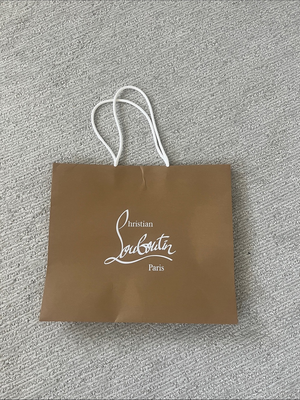 Christian Louboutin Brown Tote Shopping Bag with White Logo